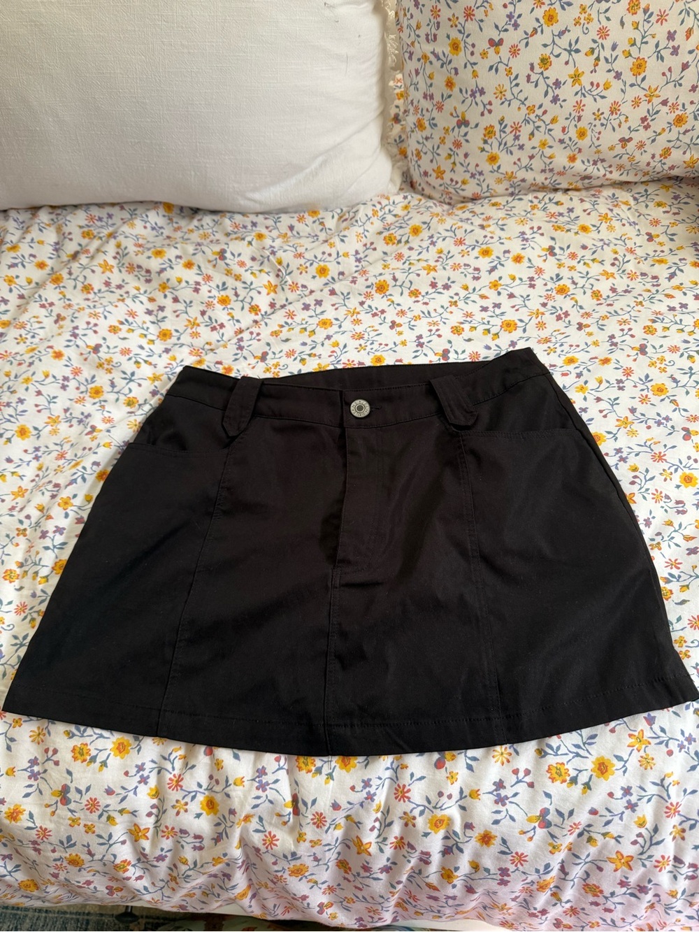 Classic Black Mini Skirt with Front Button